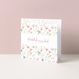  Floral greeting card with colorful flowers and the text "Because I'm thinking of you".
