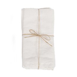  White linen napkins, natural fabric, soft texture, rolled bundle with twine, elegant table linens.