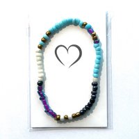 White Wish/Gift card with Masai Beads bracelet Heart