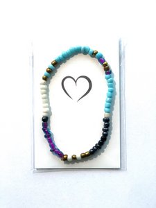 White Wish/Gift card with Masai Beads bracelet Heart