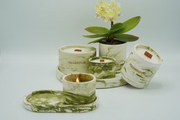 Handgefertigte Naturkerzen in Marmoroptik – groß