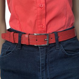 3 cm breiter Ledergürtel mit Krokoprägung in 6 Farben - Damengürtel oder Herrengürtel