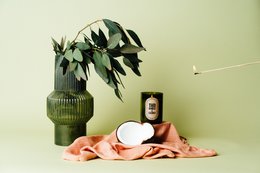 Candela Thai Cera Di Soia Bambù E Cocco - Vetro Verde