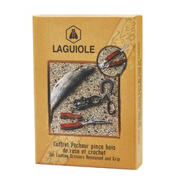 LAGUIOLE COFRET PECHEUR SET FISHING SCISSORS ROSEWOOD GRIP