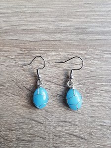 Set earrings Aquamarine stainless steel