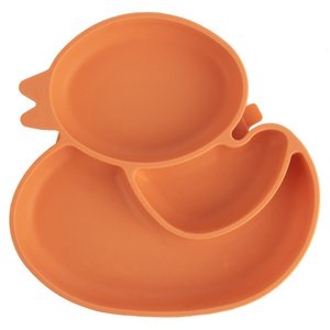 Teller für Kinder Silikon Divided Orange Ente 19,5x19 cm