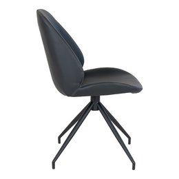 Monte Carlo Dining Chair - Black, PU Leather, Swivel - set of 2