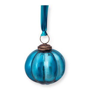 Ornament Glass Stripes Blue 7.5cm