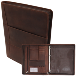 Estuche de cuero para escritura A4 - Carpeta para conferencias - Carpeta para documentos A4 - Funda para tableta y portátil - Carpeta de anillas extraíble