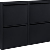 Metal shoe cabinet black 4 compartments - set of 2 shoe cabinets | Functional shoe storage cabinet | Shoe rack | shoe cabinet matt black