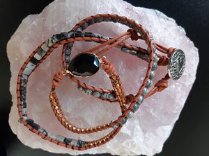 Wickelarmband Achatmatrix mit drei Wicklungen