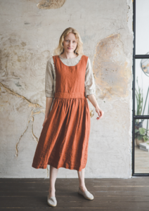 Linen Pinafore Dress, Linen Apron Dress