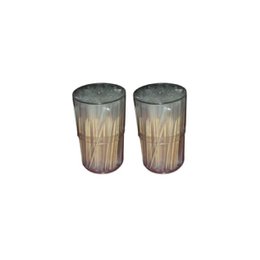 Pack of 2 boxes of 200 individually wrapped wooden toothpicks in a natural wood finish.