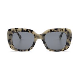 Cream and tortoiseshell-patterned sunglasses with a square, oversized frame.