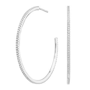 Large Zirconia Silver Hoops