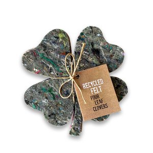 Onderzetters set van 4 klavers - gerecyclede kleding