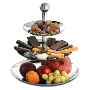 Etagère van roestvrij staal met 3 kommen