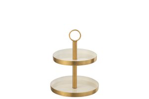 J-Line 2 Niveaus Cake plateau - taartplateau - metaal - wit/ goud