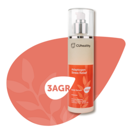 Adaptogen Stress Relief 3AGR body lotion by CUhealthy. Formulated with natural ingredients to help relieve stress and promote relaxation.
The Adaptogen Stress Relief 3AGR body lotion by CUhealthy is a soothing and nourishing formula designed to help alleviate stress. The product features a creamy, lightweight texture and is infused with natural adaptogens to support the body's natural stress response. Key ingredients include:
Colors: The lotion has a soft, peach-toned color.
Materials: The formula contains a blend of natural plant-based oils and extracts.
Style: The packaging has a modern, minimalist aesthetic with clean lines and a sleek pump dispenser.
Shape: The bottle has a cylindrical shape with a tapered top.
This body lotion can be used daily to hydrate the skin while helping to promote a sense of calm and relaxation. It is suitable for all skin types and can be an effective addition to a self-care routine.