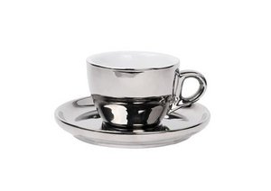 Kaffeetasse und Untertasse Silber 160 ml 6/Karton