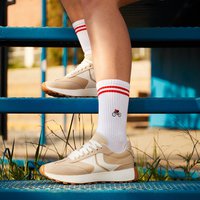 Organic Bicycle Socks - White tennis socks with embroidered cyclist