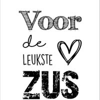 Card 5 by 8.5 cm with text For the nicest sister.