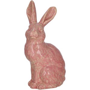 Keramik Hase Colin sitzend, L14cm, B11cm, H27cm, rosa