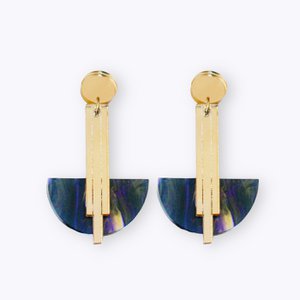 Recycled plastic ArtDeco earrings plastic mix dark