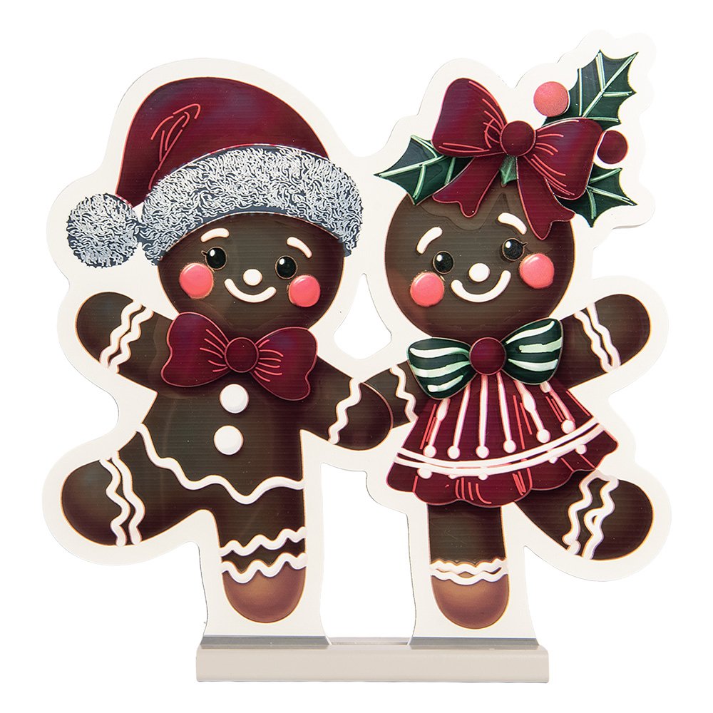 Kerst Infinity Spiegel Lamp Gingerbread man 37x7x37 cm Bruin Kunststof