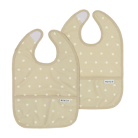 Bib with collection tray Sweet Heart Sand/Soft Sand 2-Pack