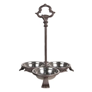 Voerbak hond 3x500 ml Bruin IJzer Voerbak Kat