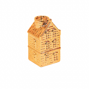 Candle holder - House - Ceramics - Gold - 6x5,5x11cm