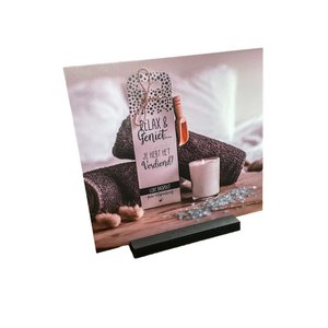 Promotional signs with wooden stand - Bath salts