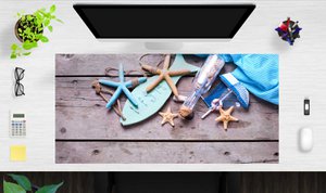 Maritime decoration with starfish - desk pad 100 x 50 cm