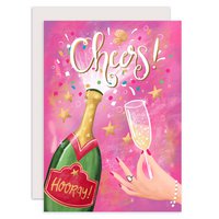 Card congratulation champagne and confetti cheers birthday