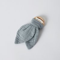 OrganicEra Beißring aus Bio-Musselin, Aqua