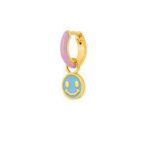 Single Creole "Happy" EMOJI, 18 K yellow gold plated