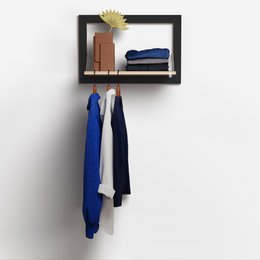  Black metal clothes rail with 60x40 cm dimensions, suitable for hanging clothes and accessories in a wardrobe or closet.