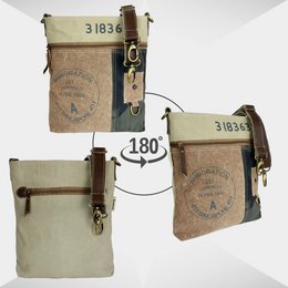 Bolso bandolera de mujer Sunsa. Bolso cruzado con muchos compartimentos. Bolso bandolera de estilo retro vintage. Bandolera Lona & Piel.…