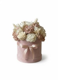  Blush pink cream rose flower arrangement cylindrical box romantic floral bouquet decorative