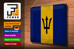 Tin Sign Flag of Barbados 40x30cm Flag of Barbados Vintage