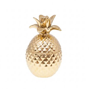 Dekorative Ananasbox in goldener Keramik 13x13x22,5 cm