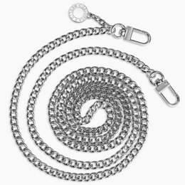 Silver metal chain with elegant spiral design, suitable for attaching to smartphone cases.