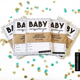 Schede pronostici carte da compilare per baby shower - Nero / bianco per 5 set