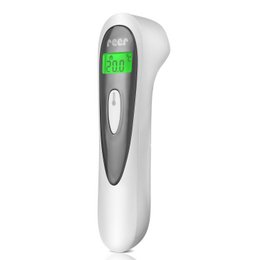 A white and gray contactless infrared thermometer with a digital display showing the temperature reading.
The product is a Colour SoftTemp 3-in-1 contactless infrared thermometer. It is a medical device used to measure body temperature without physical contact. The thermometer has a sleek, modern design with a white and gray color scheme. The digital display shows the temperature reading in a clear, easy-to-read format.