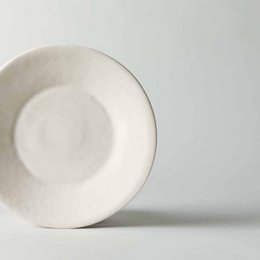 Elegant dessert plate in beige, green, and blue colors. Simple, minimalist design with a shallow bowl shape. Suitable for serving desserts, appetizers, or side dishes.