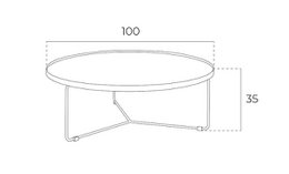 Round coffee table in Walnut wood and black steel