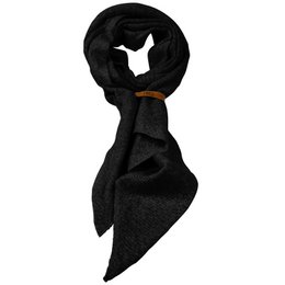 A warm, cozy black scarf with a stylish design, perfect for adding a touch of elegance to any outfit.