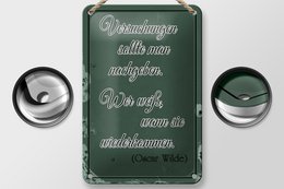 Tin sign saying 12x18cm Temptations should be given in decoration