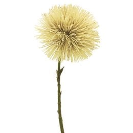 Cream-colored artificial dandelion flower, 45cm tall, made of natural materials for realistic appearance.